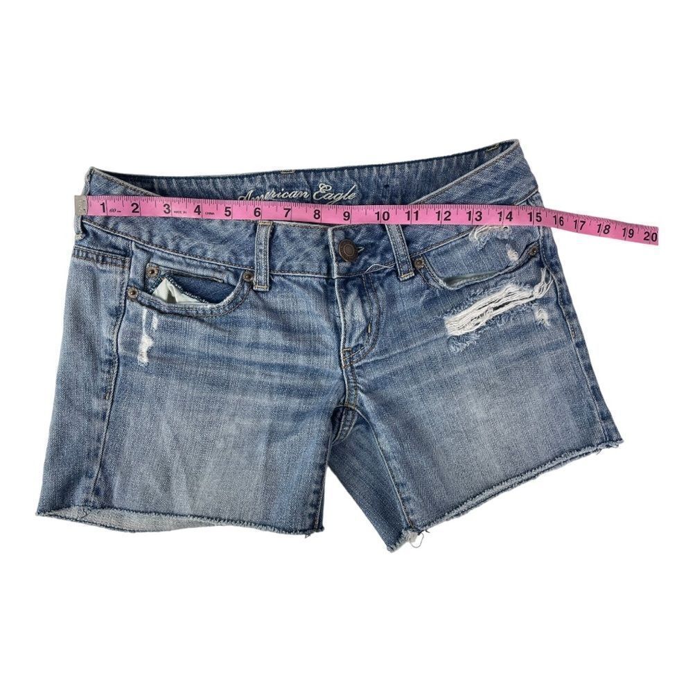 American Eagle Blue Jean Shorts Cutoffs Size 0 - Picture 5 of 6
